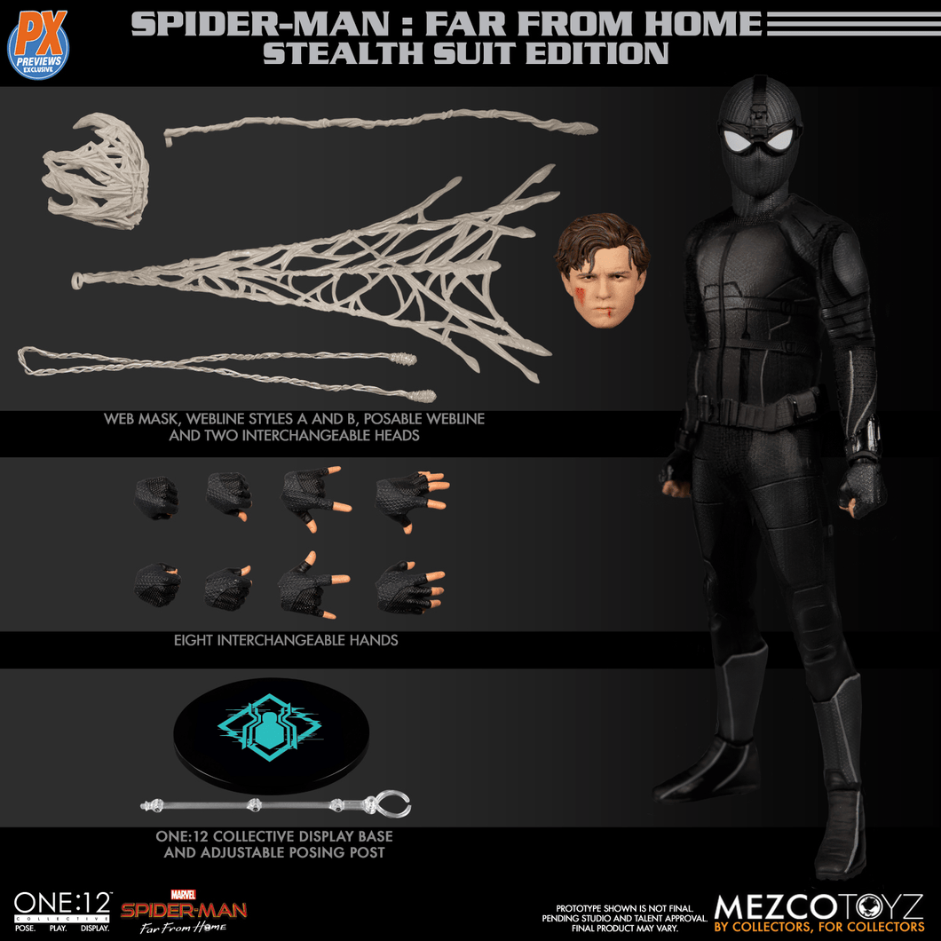 SPIDER-MAN - PX - Stealth Suit Edition - One:12 Collective Action Figure - MEZCO